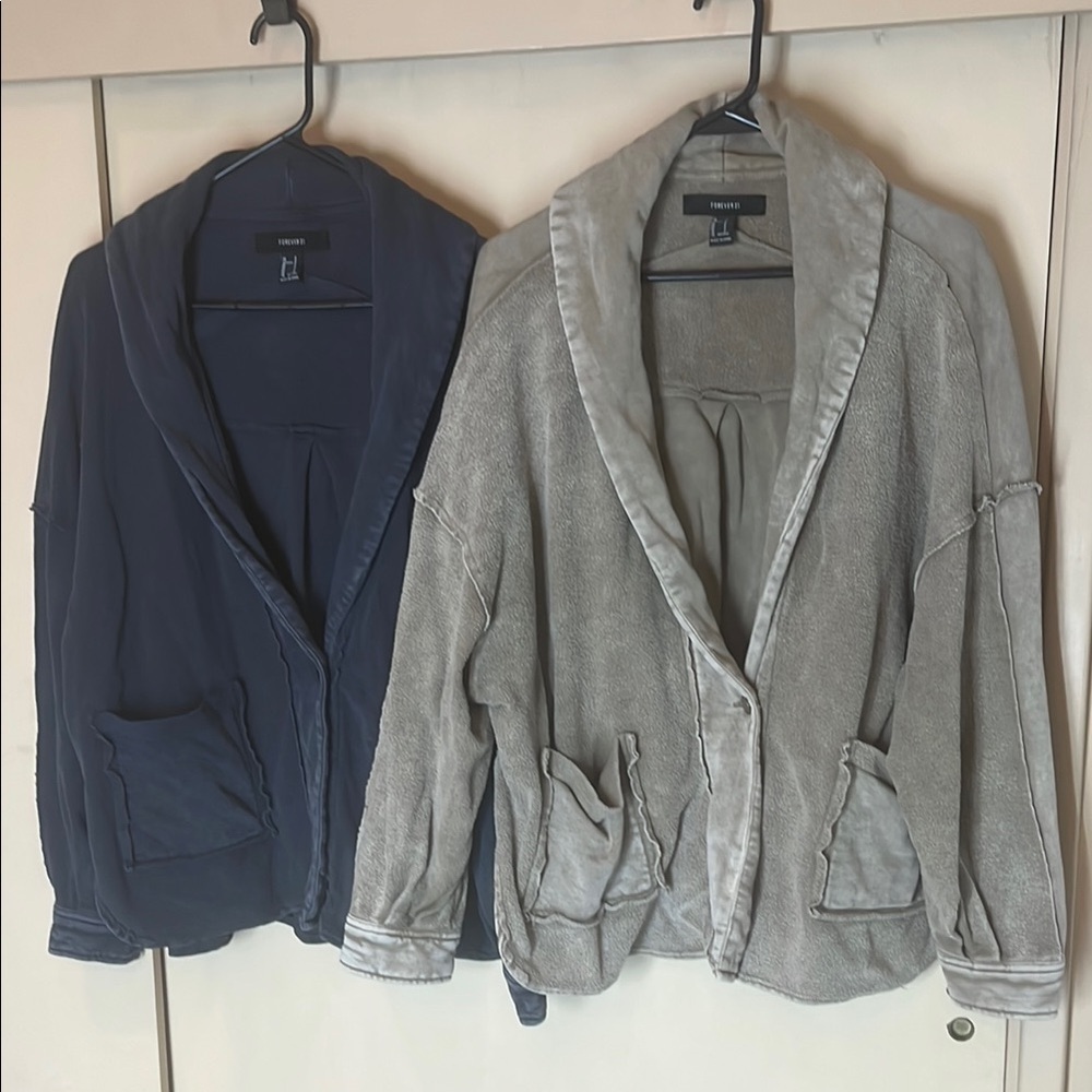 Forever 21 Dark Gray & khaki open cardigan style sweatshirt bundle size small